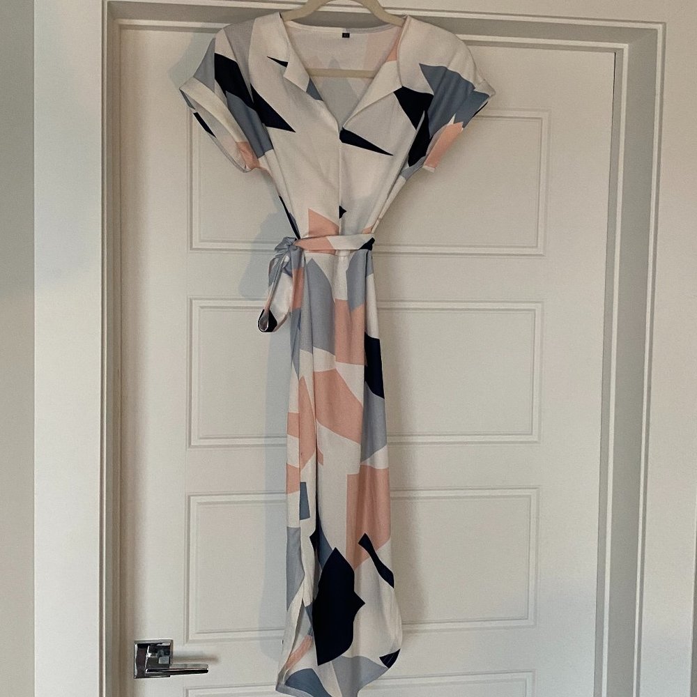 Abstract Midi Dress - NWOT - Size XS
